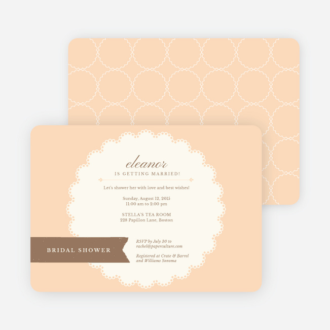 Lace Doily Bridal Sower Invitations - Orange