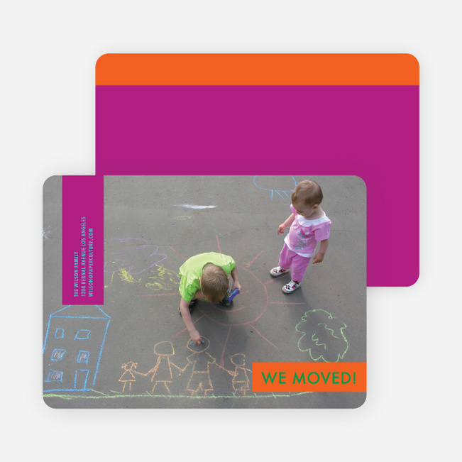 Modern, Photo Moving Announcements - Orange Scribble
