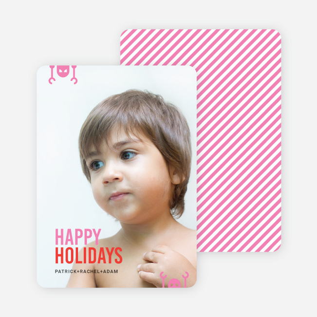 Robot Holiday Greeting Cards - Hot Pink