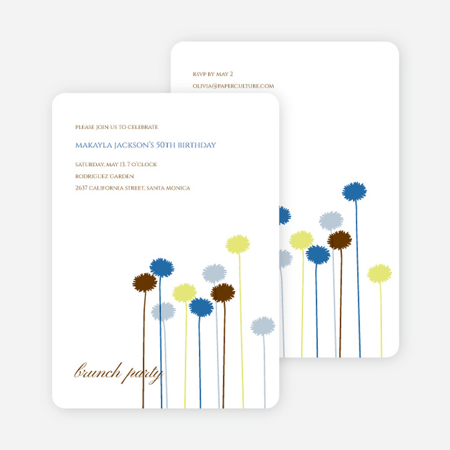 Spring Forward Flower Invitation and Announcement - Forest Green