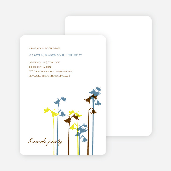 Wild Flower Invitation and Announcement - Steel Blue