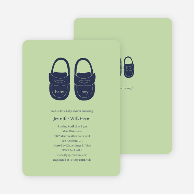 Baby’s Got a New Pair of Shoes Baby Shower Invitations - Celadon