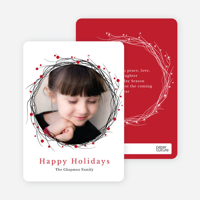 Berry Wreath Holiday Cards - Red