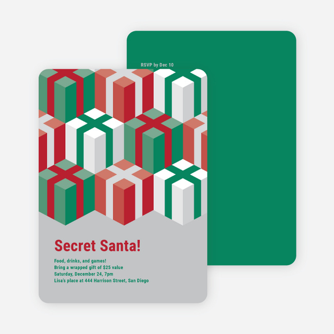 Never-Ending Presents Holiday Invitations - Cherry