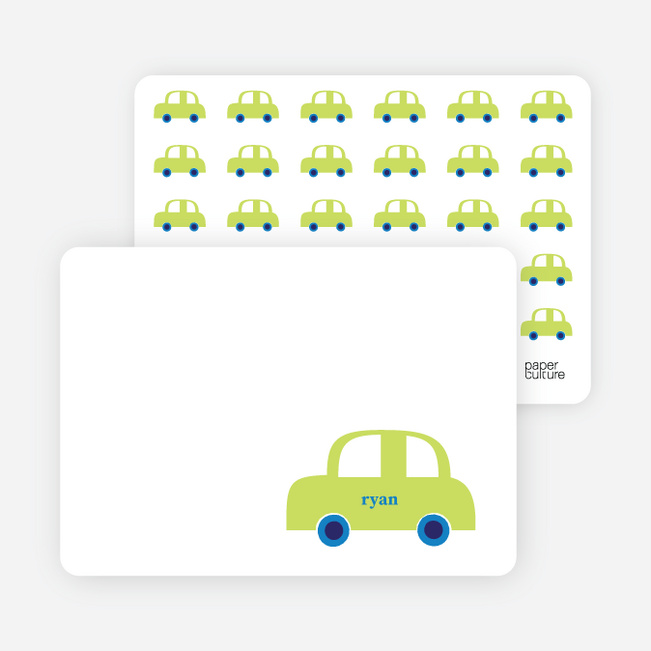 Personal Stationery for Not-So-Ferrari Like Car Baby Announcement - Neon Green