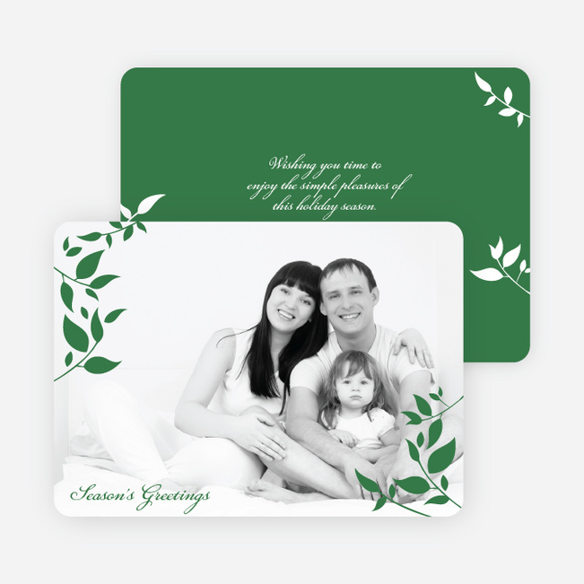 Simply Leaves Holiday Photo Cards - Forest Green