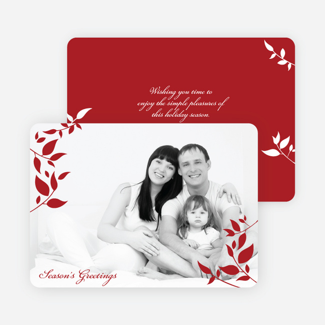 Simply Leaves Holiday Photo Cards - Crimson