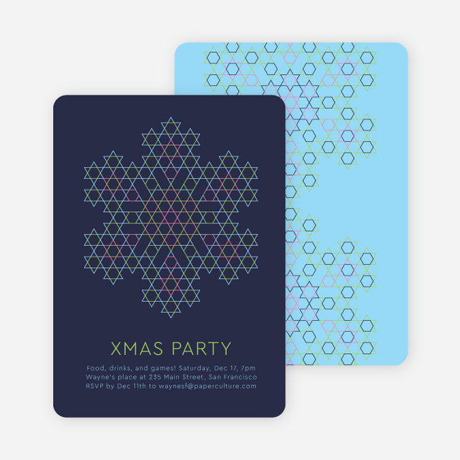 Starred Snowflake Holiday Invitations - Midnight Blue