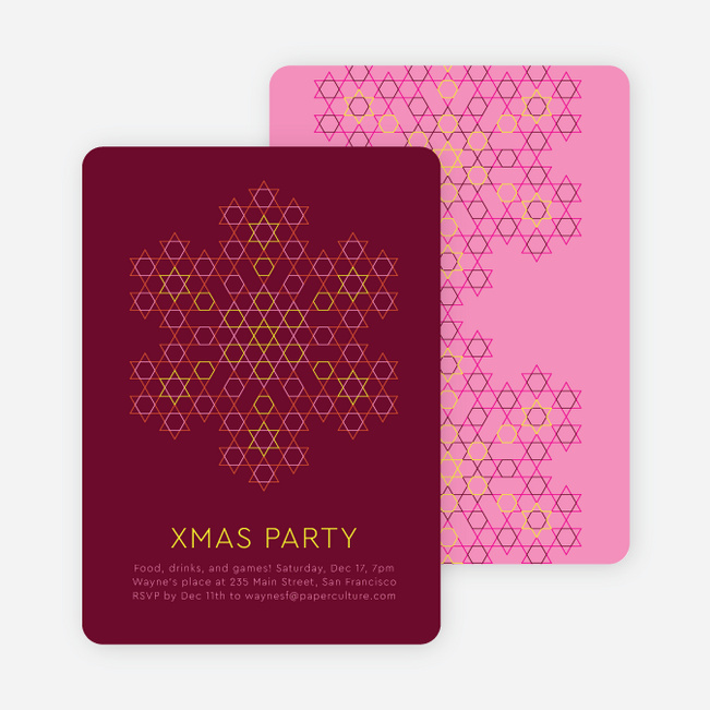 Starred Snowflake Holiday Invitations - Eggplant