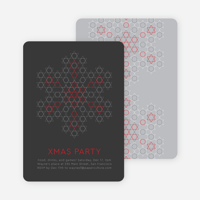 Starred Snowflake Holiday Invitations - Charcoal