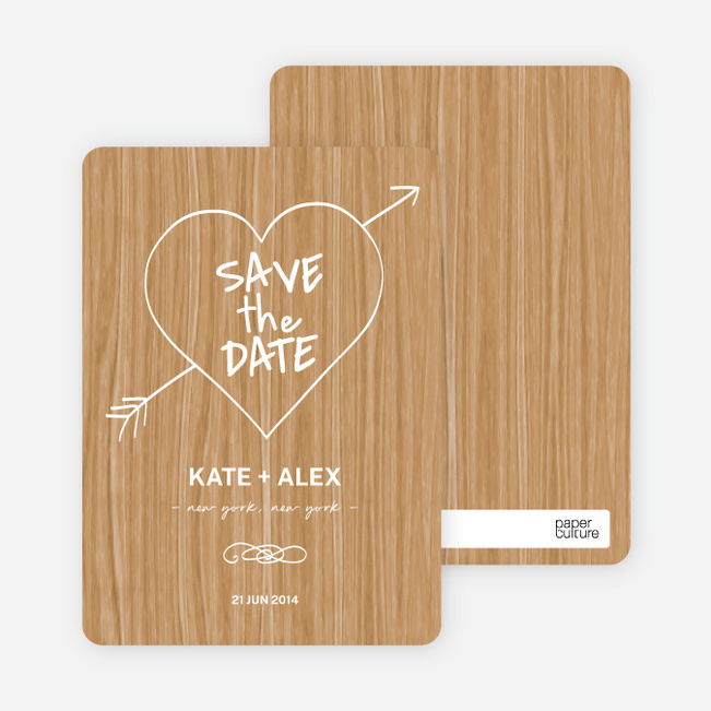 Tree Carving Save the Date Cards - Hardwood