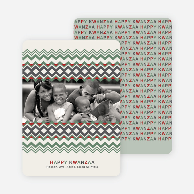 Cherished Memories Kwanzaa Holiday Photo Cards - Celadon