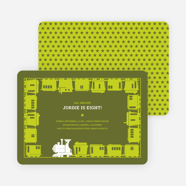 Classic Train Birthday Party Invitation - Green