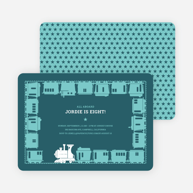 Classic Train Birthday Party Invitation - Blue