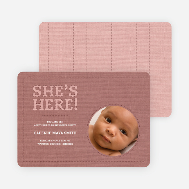 Fabric of Life Birth Announcements - Vintage Rose