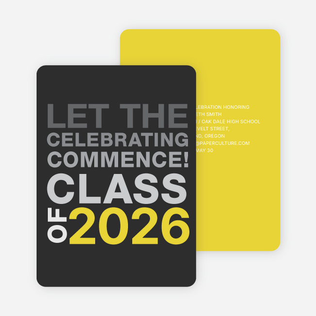 Graduation Announcements: Let the Celebrating Commence - Charcoal