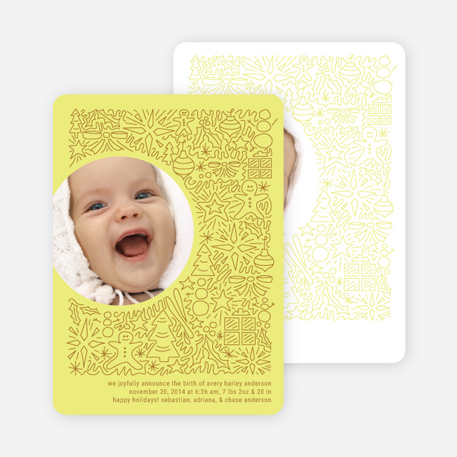 Holiday Baby Announcements: Spirit of the Holidays - Neon Yellow