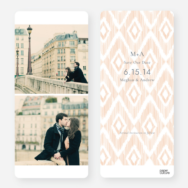 Ikat Pattern Save the Dates - Orange