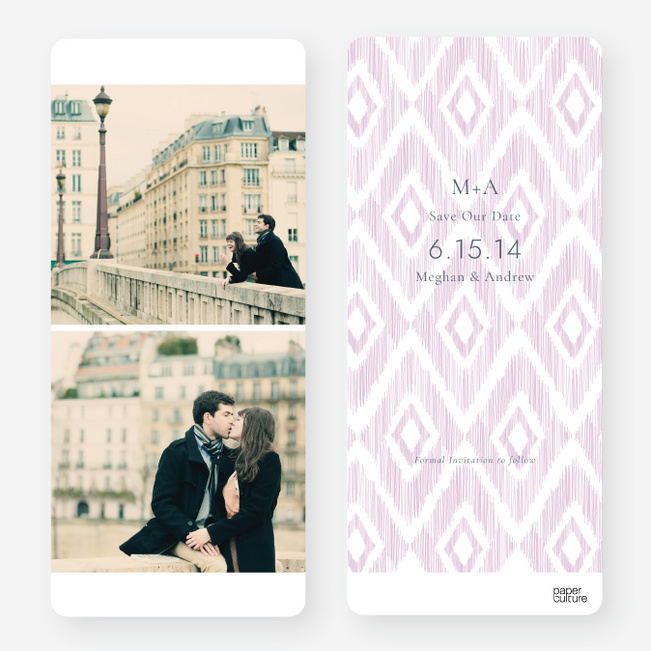 Ikat Pattern Save the Dates - Purple