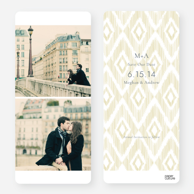 Ikat Pattern Save the Dates - Yellow