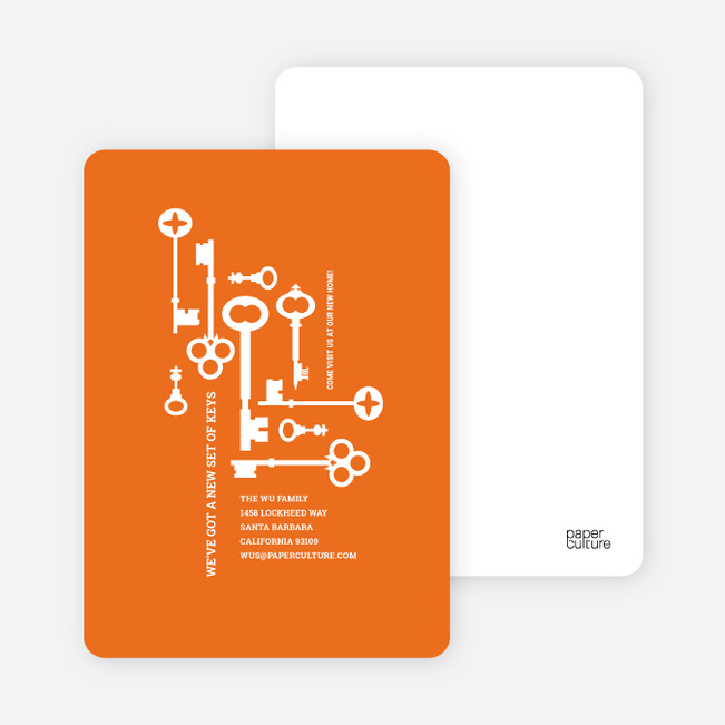 The Keys to Moving: Change of Address Cards - Caution Orange
