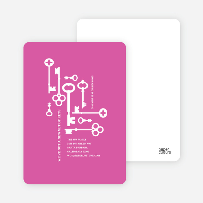 The Keys to Moving: Change of Address Cards - Hot Pink