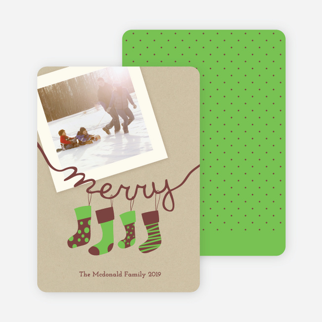 Merry Stockings Holiday Photo Cards - Basil