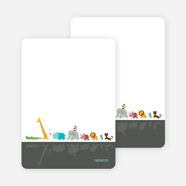 Stationery: ‘Zoo Parade’ cards. - Slate Grey