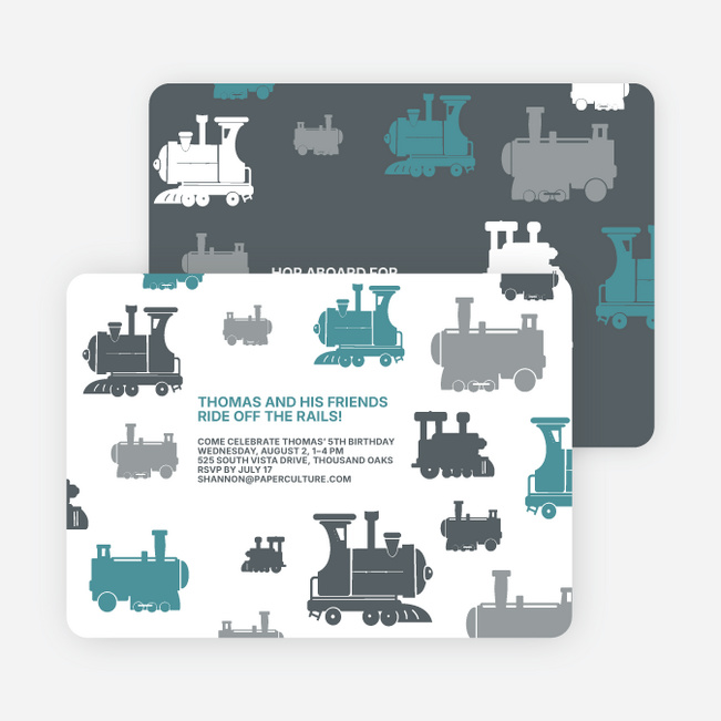 Thomas Loves the Train: Birthday Party Invitation - Blue