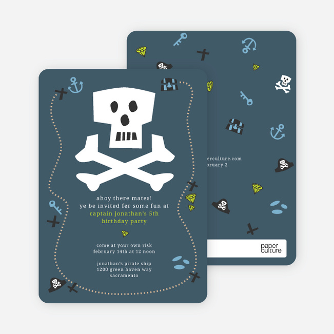 Blue Pirate Modern Birthday Invitation - Tempest Blue