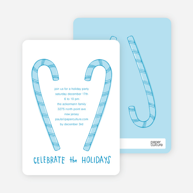 Candy Cane Celebration Holiday Invitation - Royal Blue