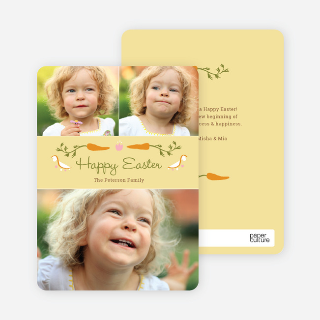 Carrot Themed Easter Photo Cards - Yellow