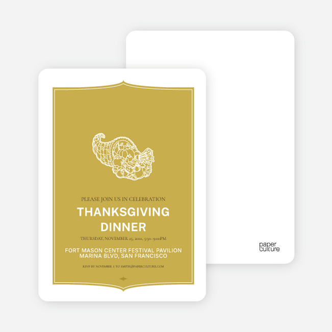 Cornucopia: Thanksgiving Invitations - Mustard