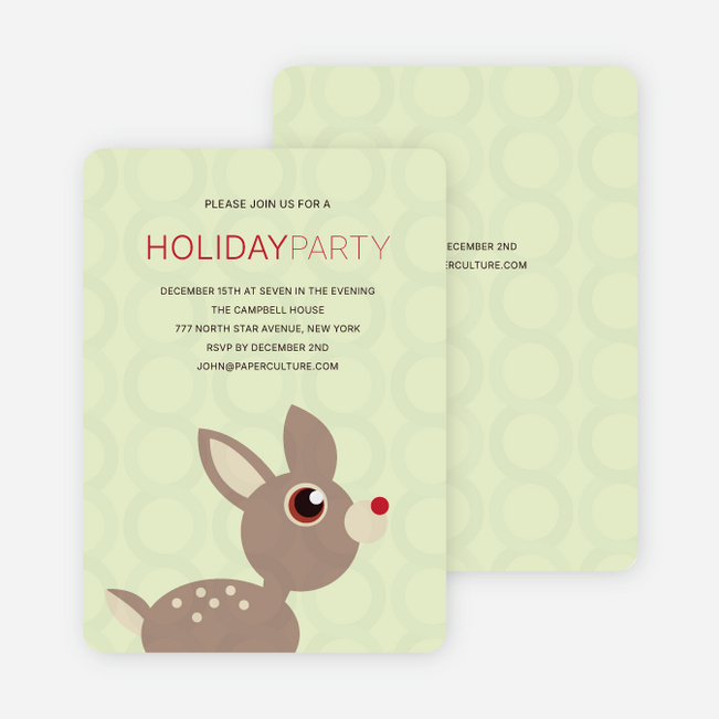 Deer Themed Holiday Party Invitations - Honeydew Green