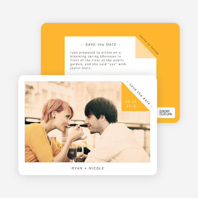 Dog Ear Corners Save the Date Cards - Orange