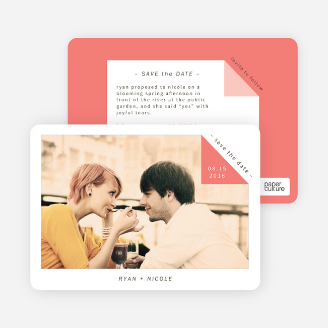 Dog Ear Corners Save the Date Cards - Red
