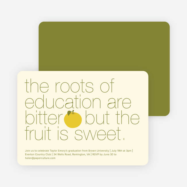 Graduation Fruit Invitations - Orange Sherbert