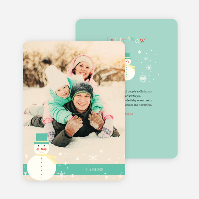 Let it Snowman Winter Holiday Cards - Green