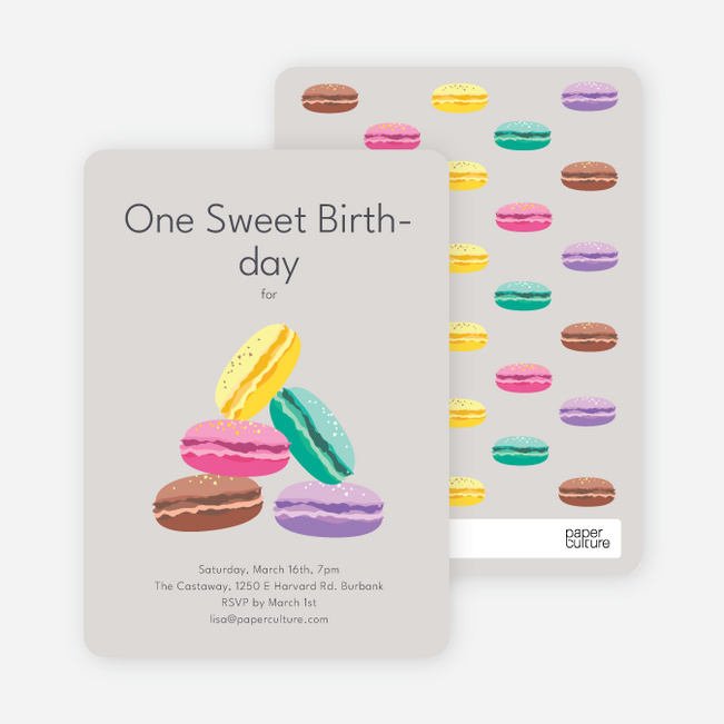 Macaron Party Invitations - Purple