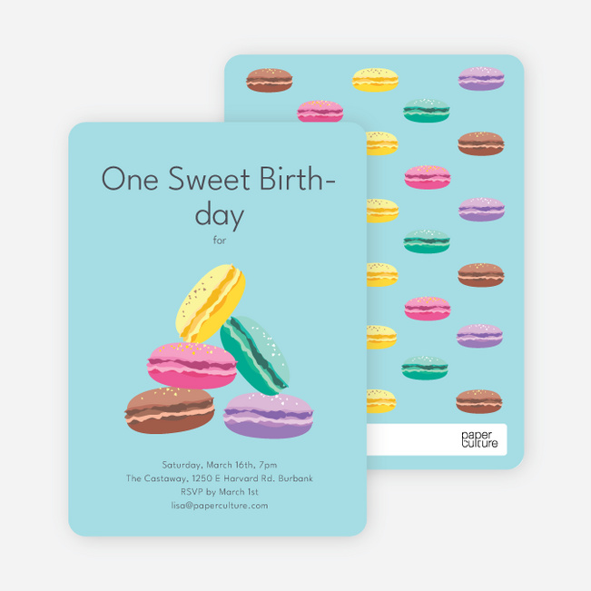 Macaron Party Invitations - Blue