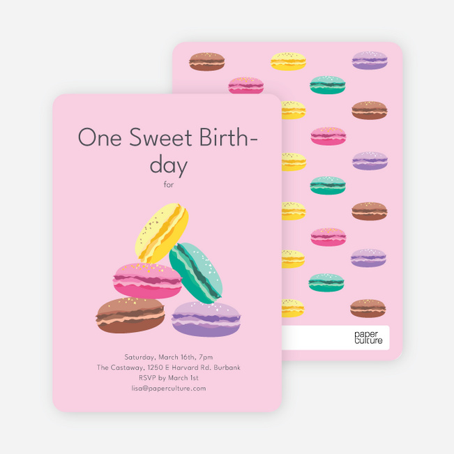 Macaron Party Invitations - Pink
