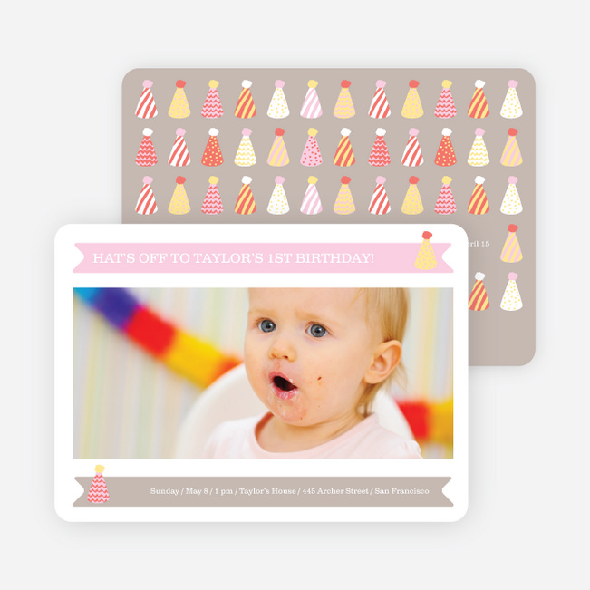 Modern Photo Birthday Invitations - Pink