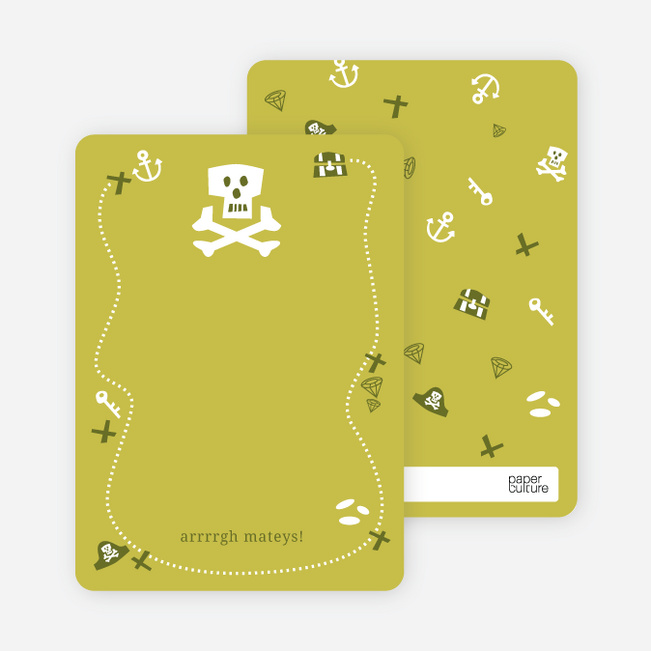 Personal Stationery for Green Pirate Modern Birthday Invitation - Pale Celadon
