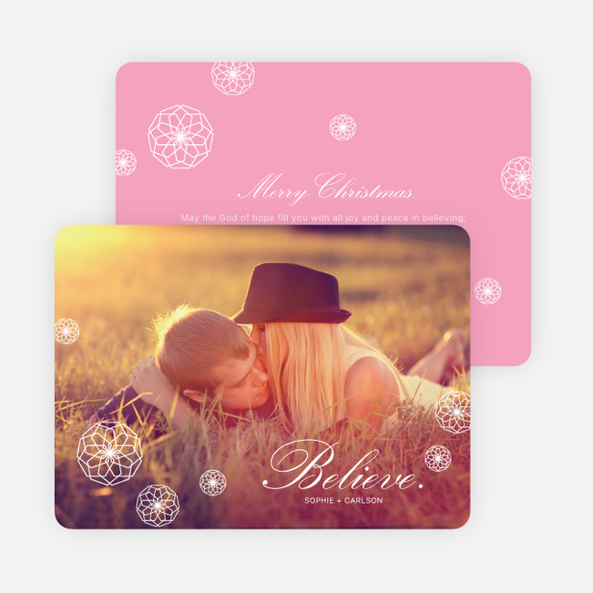Retro Snowflake Holiday Cards - Pink