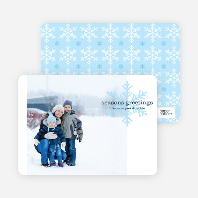 Snowflake Greetings Holiday Photo Cards - Blueberry