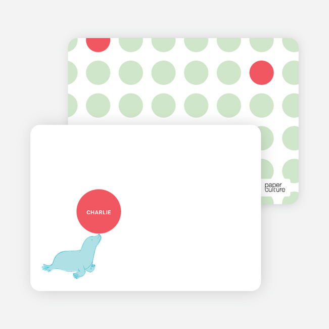 Stationery: ‘Sammie Seals’ cards. - Celery