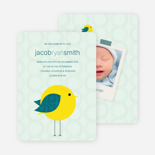 Tweetie Birth Modern Baby Announcement - Light Green