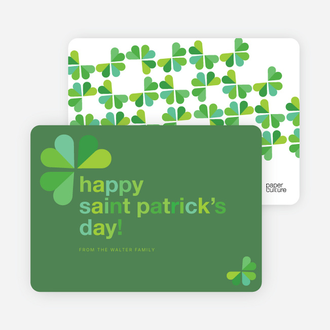 4 Leaf Clover St Patrick’s Day Card - Green