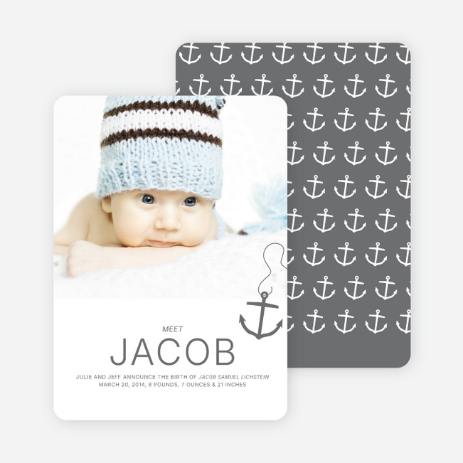 Anchors Away Birth Announcements - Gray