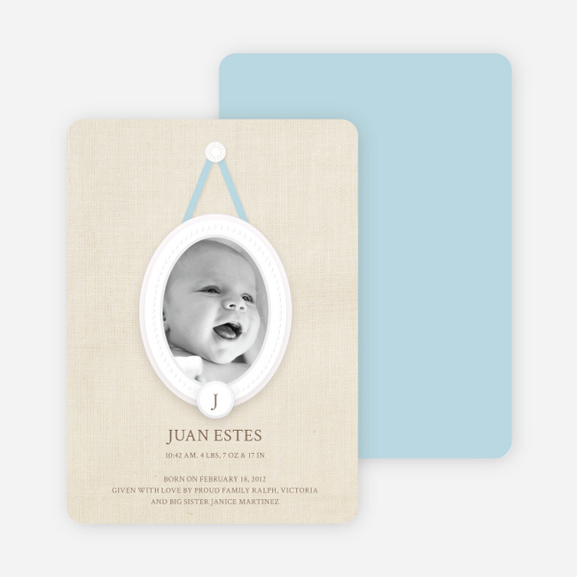 Antique Monogram Birth Announcements - Aquamarine